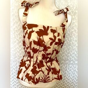 Corey Lynn Calter cream printed tie strap tank size small